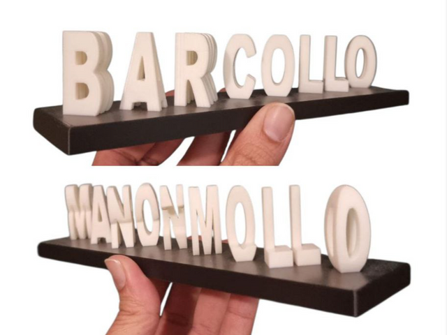 Scritta ambigramma stampata in 3D — prima lettura
